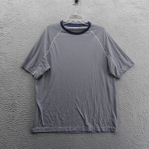 Toad and Co Striped T Shirt Mens XL‎ Navy Gray Organic Cotton Blend Casual